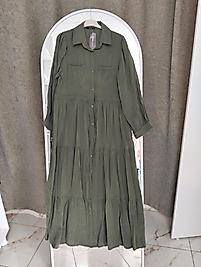 Paraşüt kumaş yeşil elbise