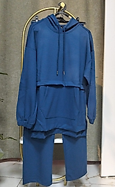 Bayan Oversize Tunik Takım Mavi