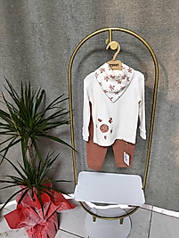 Kahverengi beyaz  erkek bebek takım