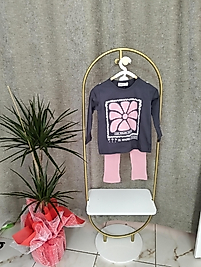 Gri mürdüm  çilek detaylı kız  takım