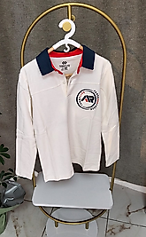 Erkek Garson Sweatshirt Polo Yaka Ekru