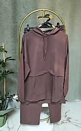 Bayan Oversize Tunik Takım Bordo