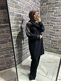 Kolları Taşlı  pantolon lu takım