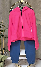 Bayan Oversize Eşofman Takım Ceket/Jogger Pembe