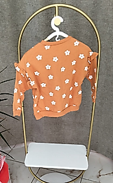 Papatya Baskılı Turuncu Uzun Kollu