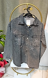 Taşlı Kot Kadın Gömlek