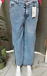 Kadın Mavi Bol Paça Pantolon