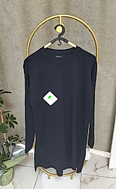 Kadın Düz Yırtmaçlı Sweatshirt Siyah