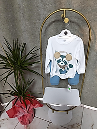 Mavi beyaz  erkek bebek takım