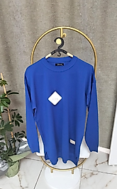 Kadın Düz Yırtmaçlı Sweatshirt Mavi