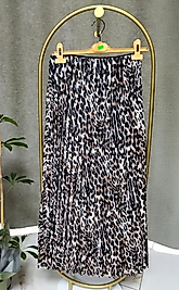 Leopar Desenli Saten Kadın Etek