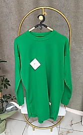 Kadın Düz Yırtmaçlı Sweatshirt Açık Yeşil