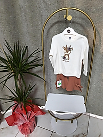 Kahverengi beyaz  kız bebek takım