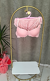 Düz Dantelli Çapraz Somon Takım