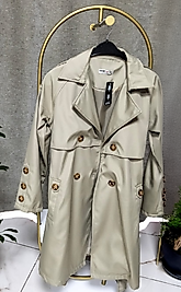 Düğme Detaylı Kadın Trençkot