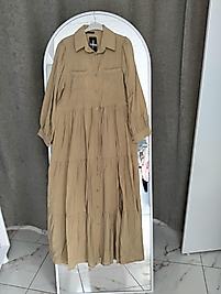 Paraşüt kumaş önden düğmeli elbise