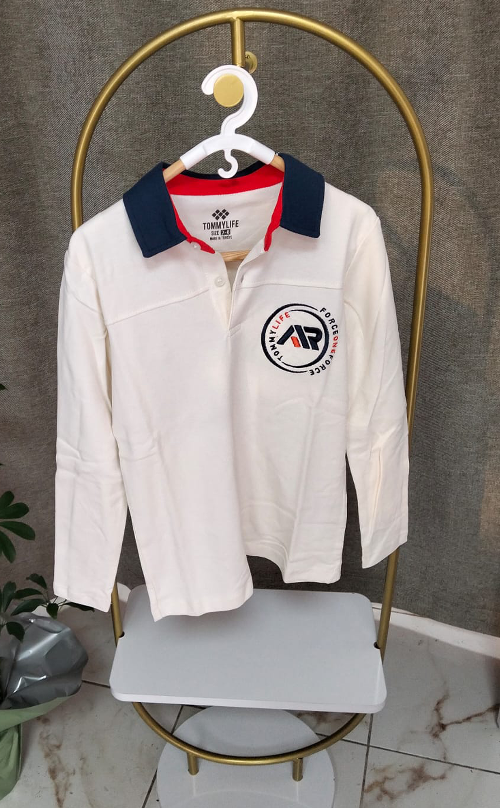 Erkek Garson Sweatshirt Polo Yaka Ekru