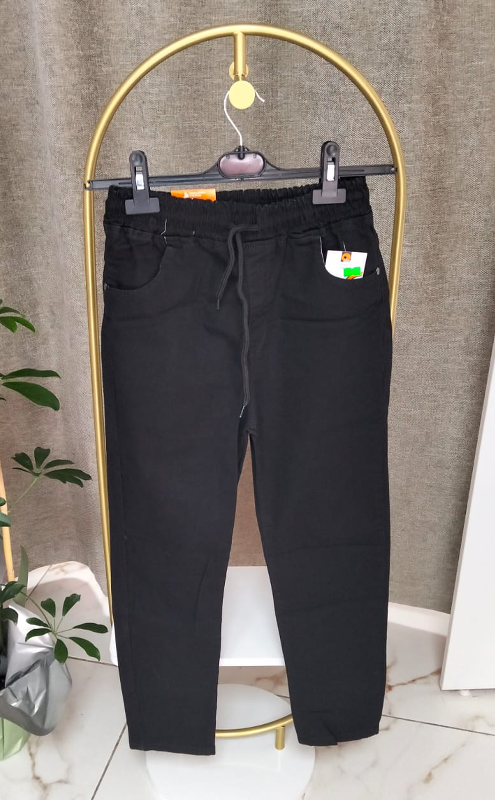Erkek Lastikli Siyah Pantolon
