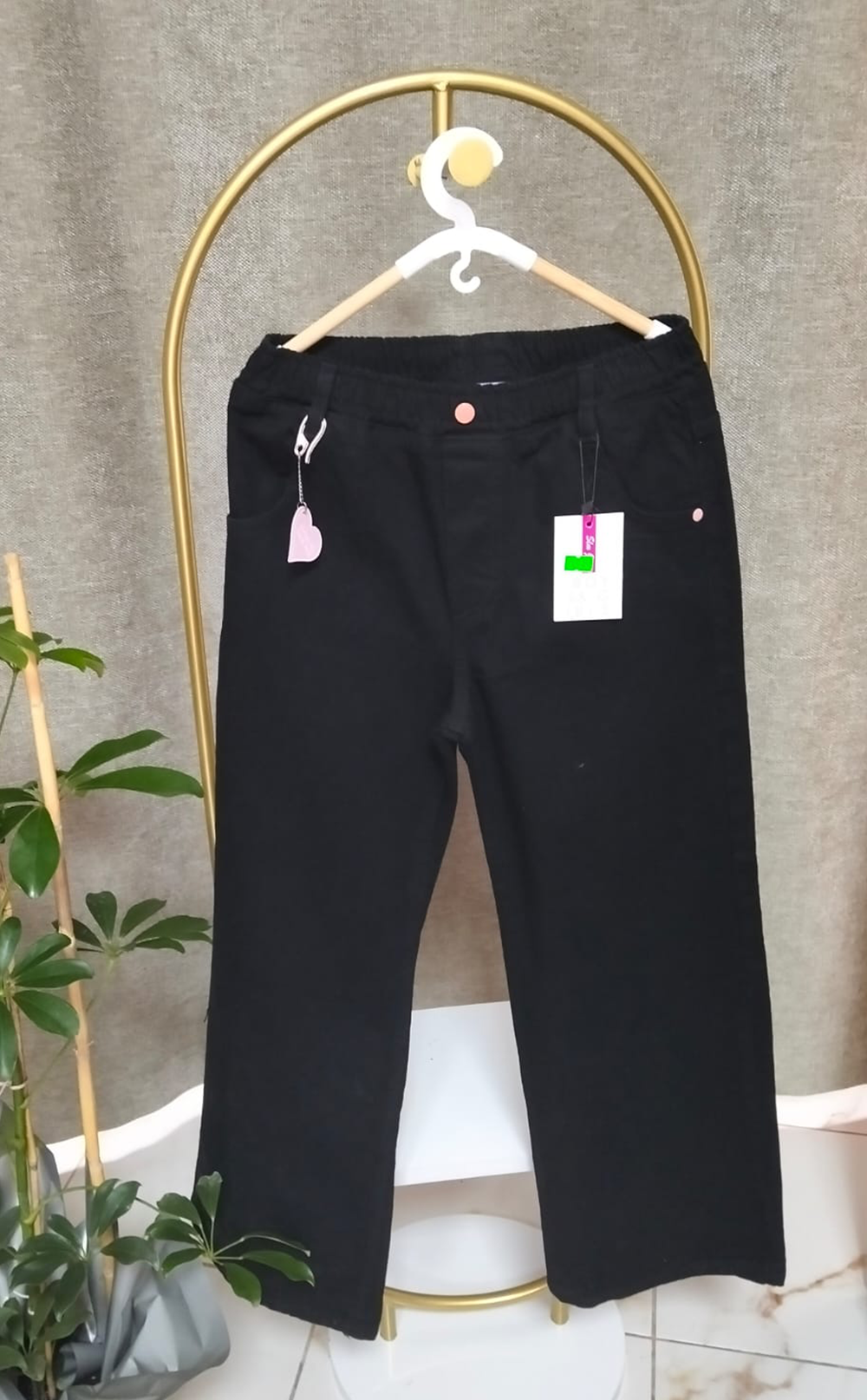 Kalp Desenli Kadın Pantolon Siyah