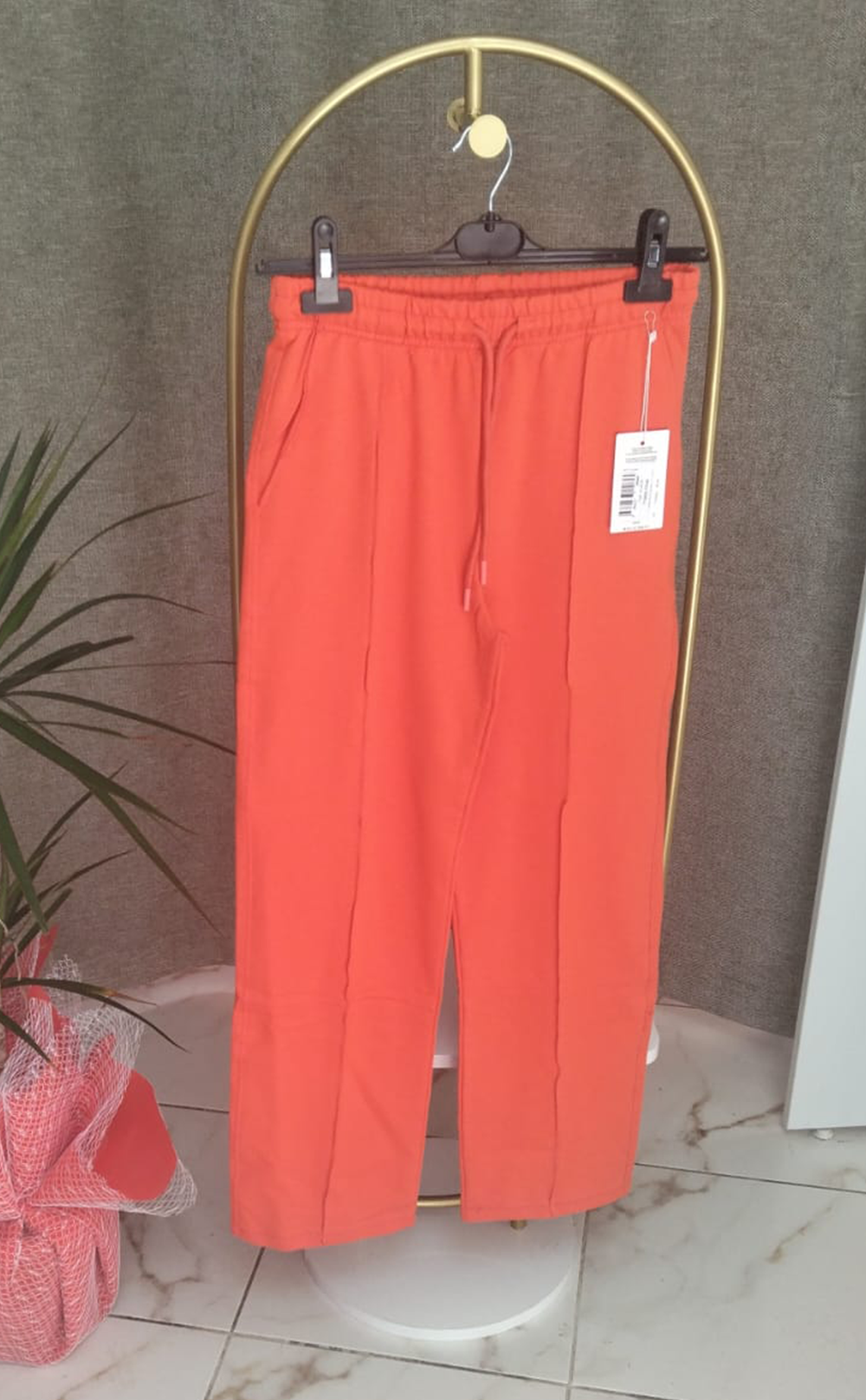 Kız Garson Eşofman Düz Paça Portakal