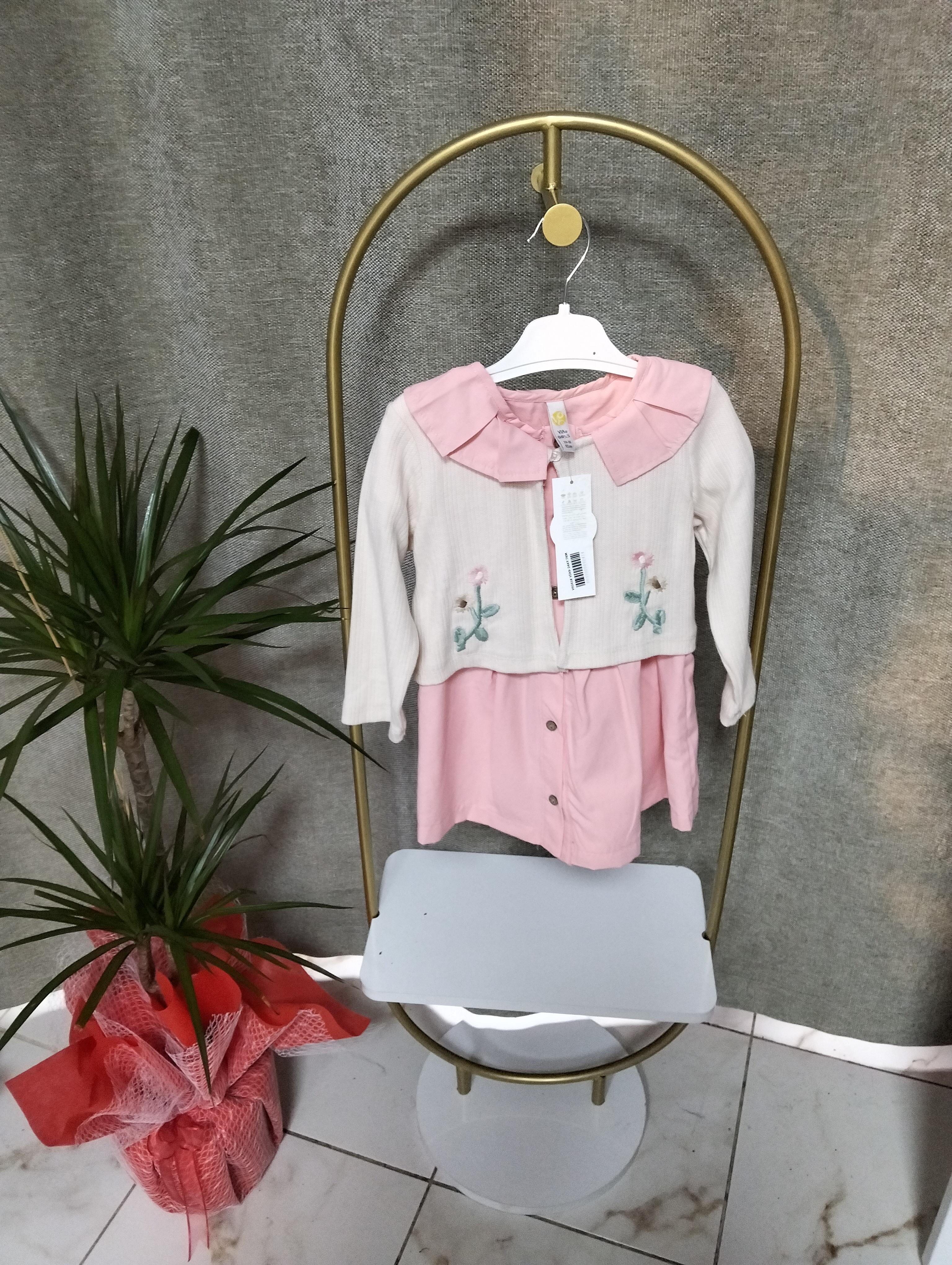 Pempe kız bebek elbise hırka detaylı