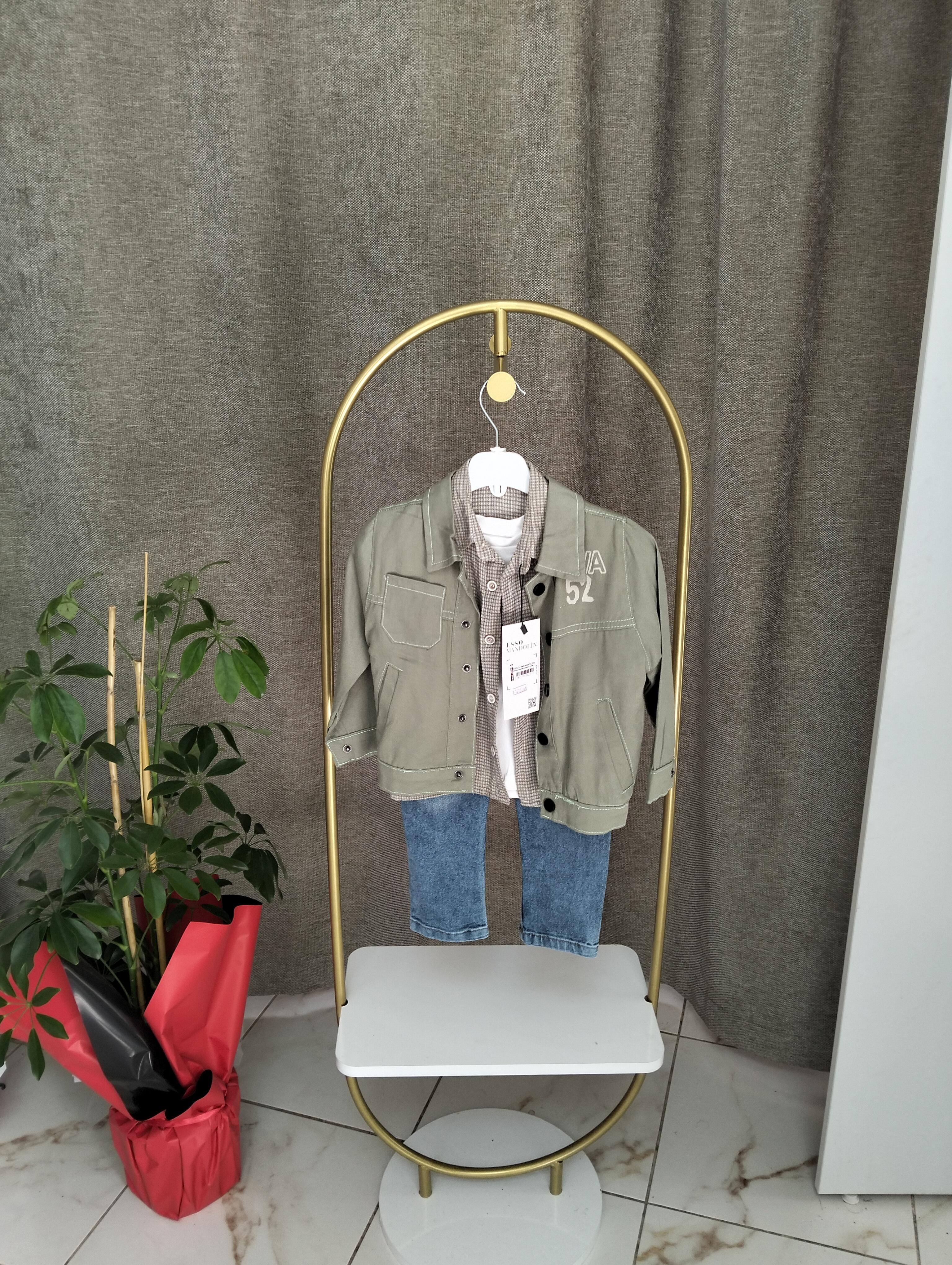 Erkek çocuk kot pantolon tişört gömlek ceketli takım